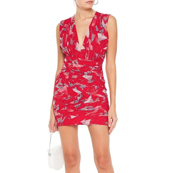 IRO Dresses & Skirts - Defferri ruched printed silk-blend chiffon mini dress from IRO